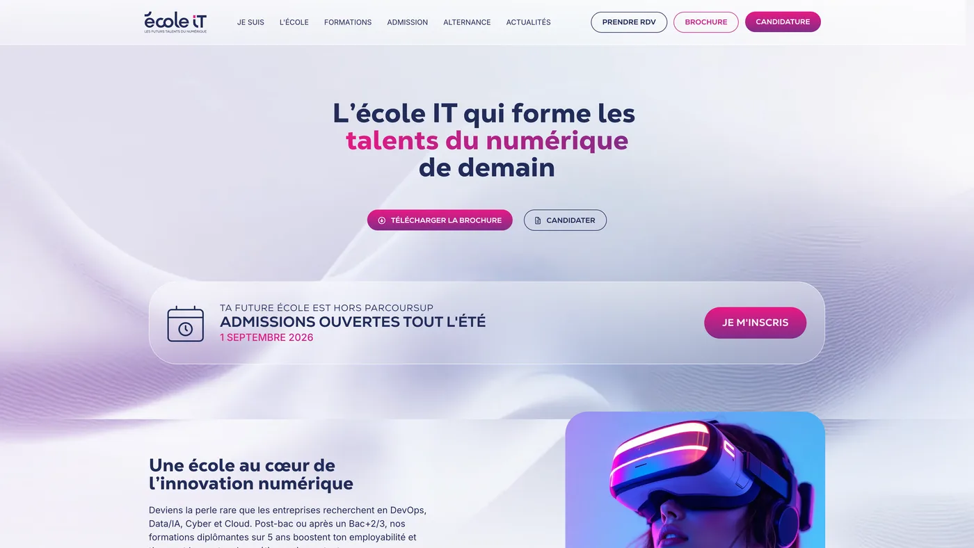 Web-design du site de l'École IT, école d'informatique