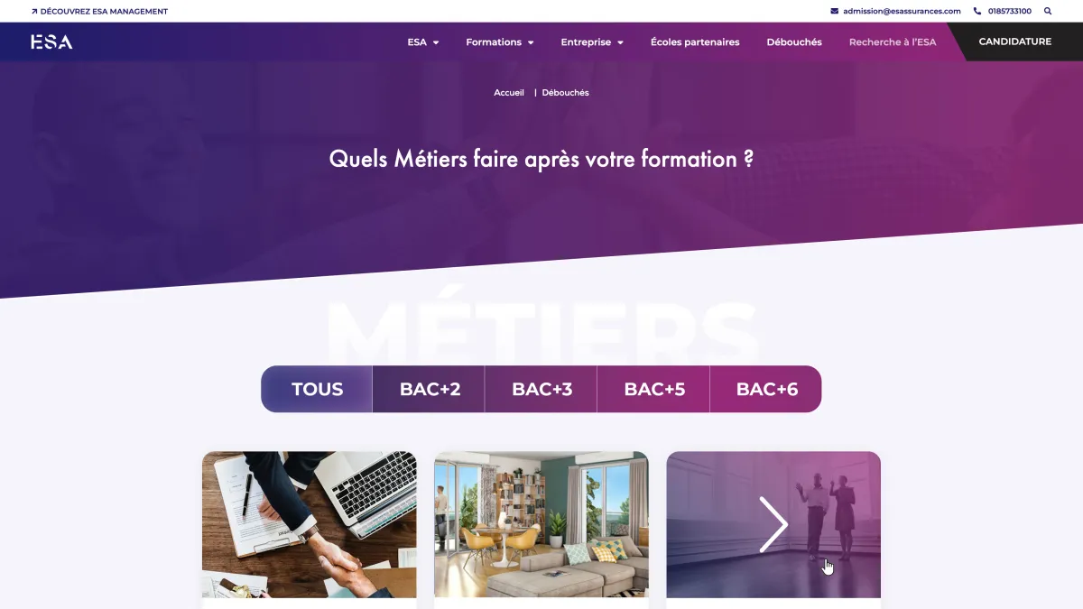 Web-design pages formation ESA Assurances