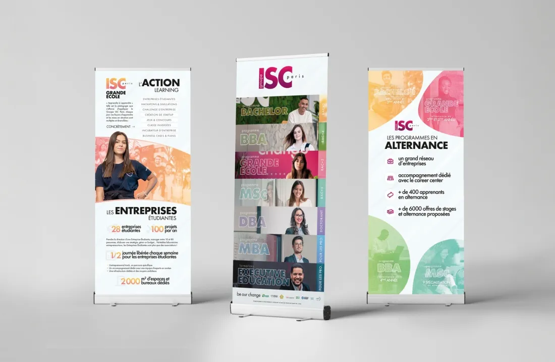 Kakémonos et habillage de stand designés pour ISC Paris
