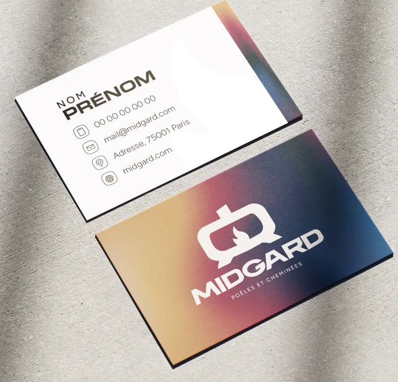 Cartes de visite Midgard, identité créée par Aeon Studio