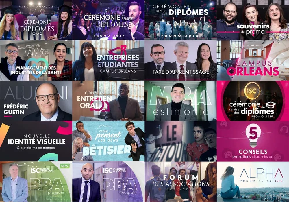 Mur de miniatures YouTube designées par Aeon Studio