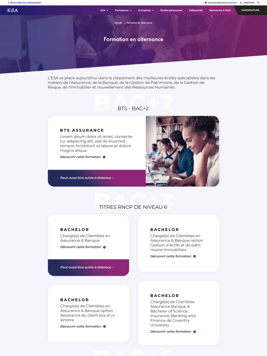 Web-design pages formation ESA Assurances