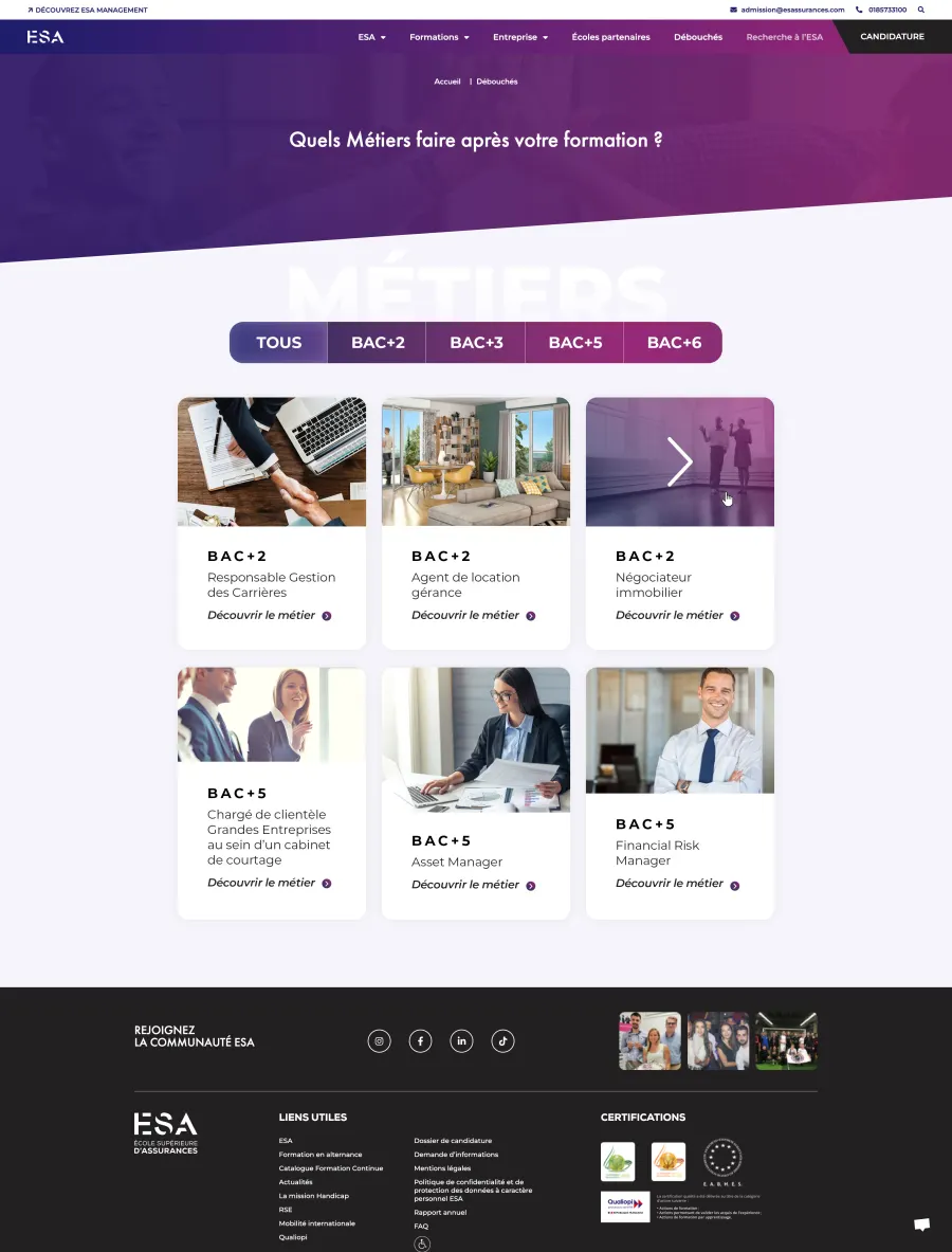 Web-design pages formation ESA Assurances