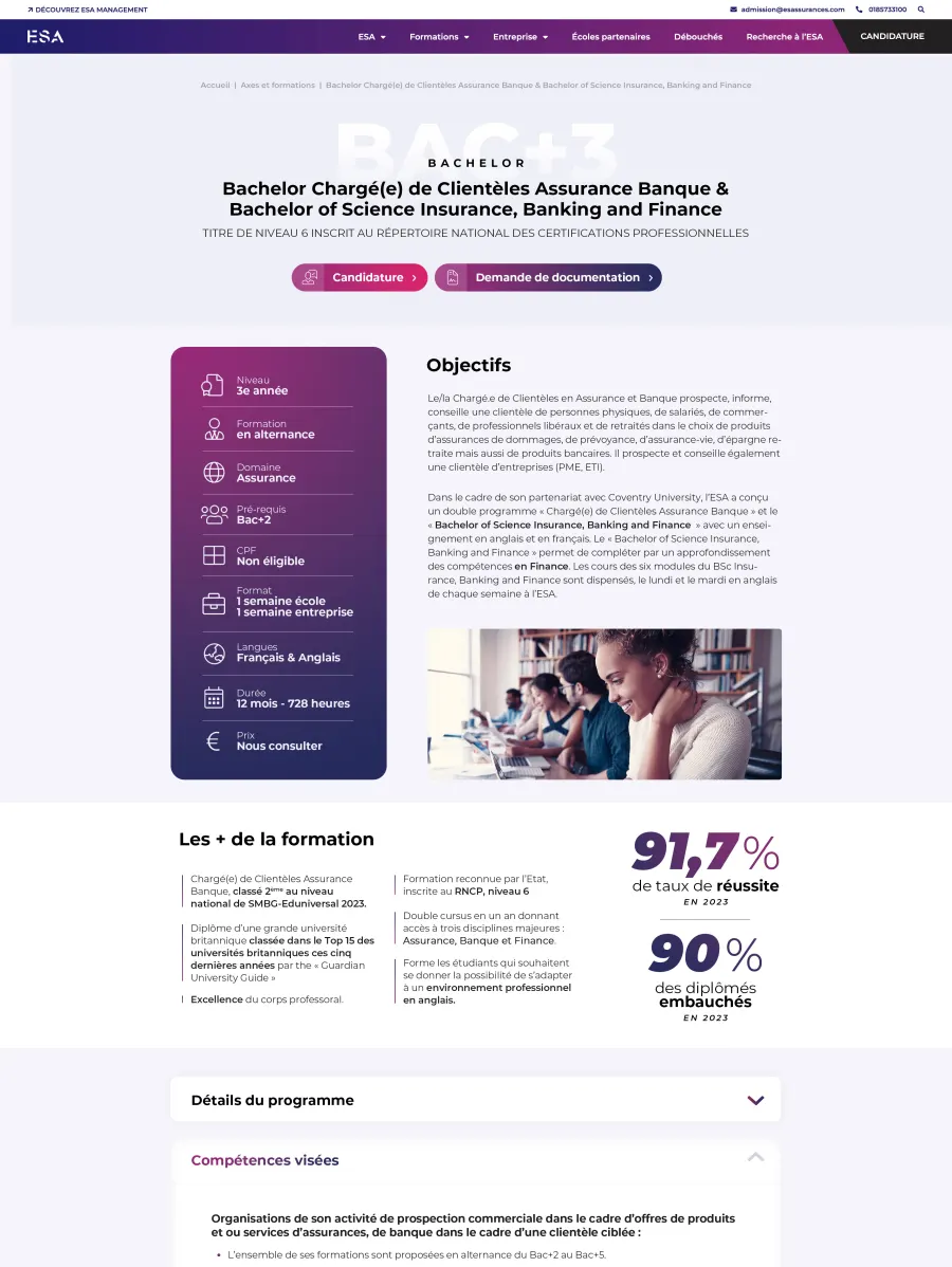 Web-design pages formation ESA Assurances